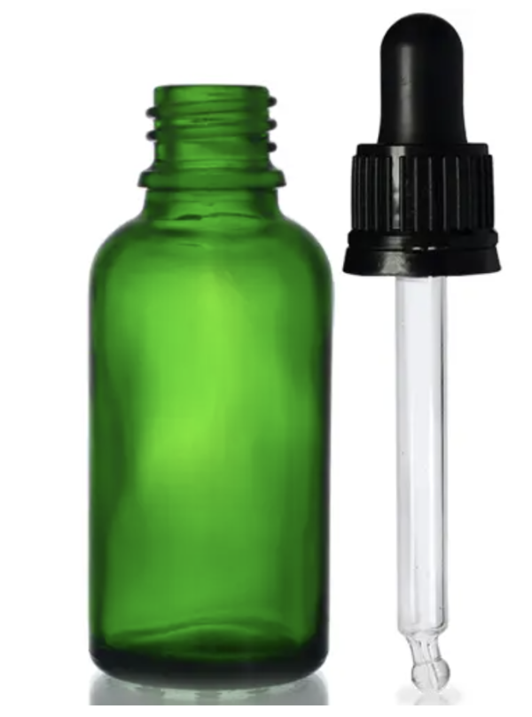 Green glass dropper bottle - 30 ml